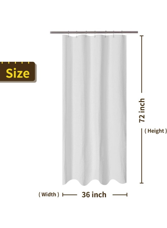 Stall Shower Curtain Fabric , Waffle Weave Half Size Small Shower Curtain, Hotel Luxury Spa,  Heavy Duty, Water Repellent, White  Pattern Decorative Bathroom Curtain ﻿ - Image 5